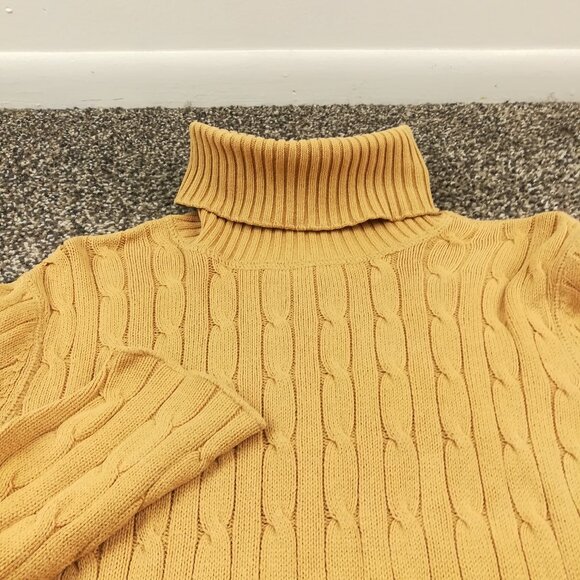 Vintage Polo Ralph Lauren Sweater Cable Knit Turtleneck Beige Tan Womens XL - Picture 1 of 11